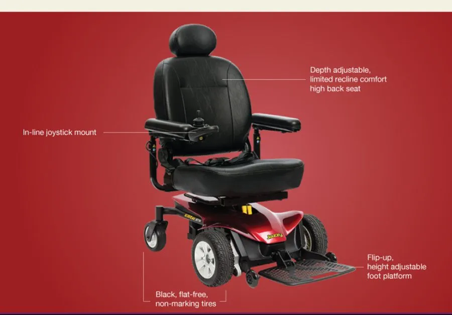 Motorized Wheelchair covered by insurance with different key features labeled