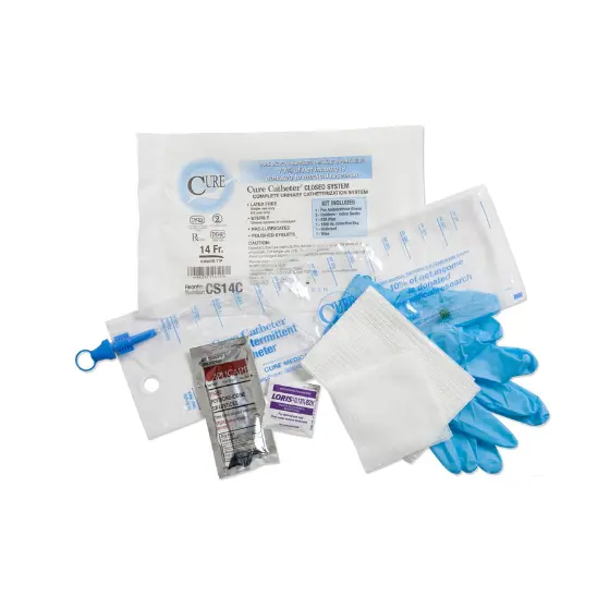 Picture shows single-use Cure Catheters: convenient for intermittent catheterization, reducing infection risk