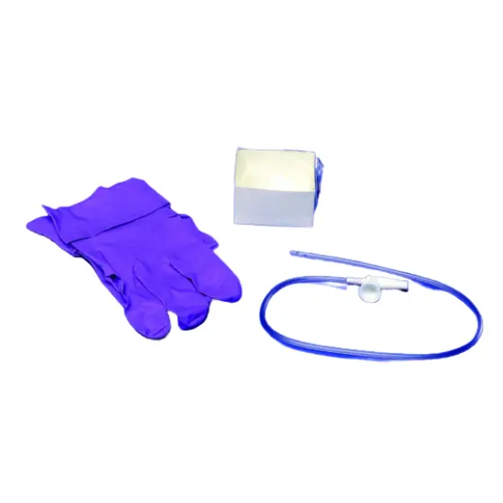The suction catheter shown in the image is a single-use item that is provided to medical professionals as they perform suction procedures