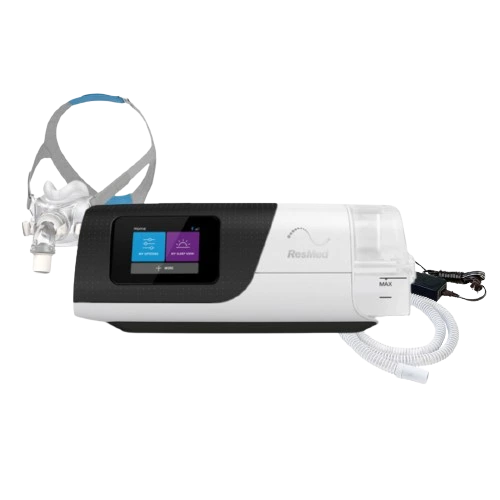 The image shows a ResMed brand CPAP Machine, Mask and Tubing - Sleep Supplies Blogs